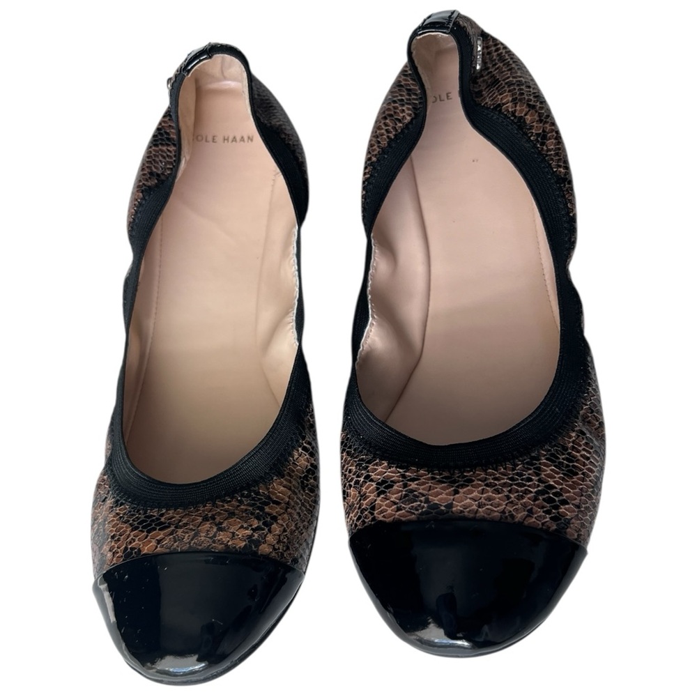 Cole Haan Snakeskin Ballet Flats Patent Cap Toe Comfort Slip On Size 10B